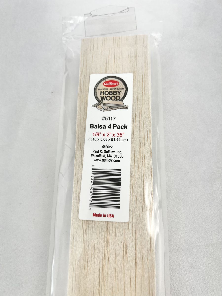 Guillows Model Company 5117 Balsa 1/8 x 2 x 36  4 per bag