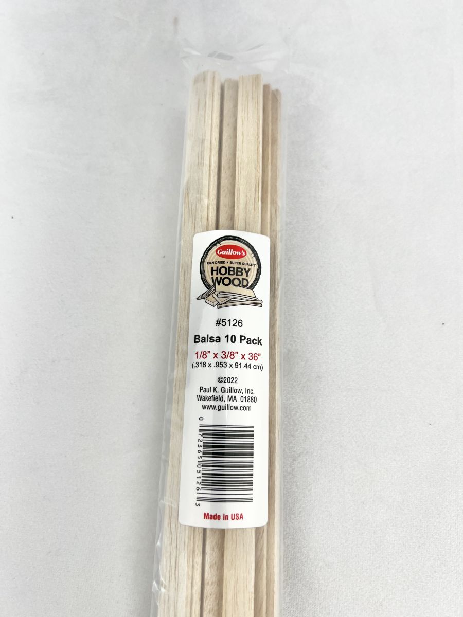 Guillows Model Company 5126 Balsa 1/8  x 3/8  x 36 - 10 per bag