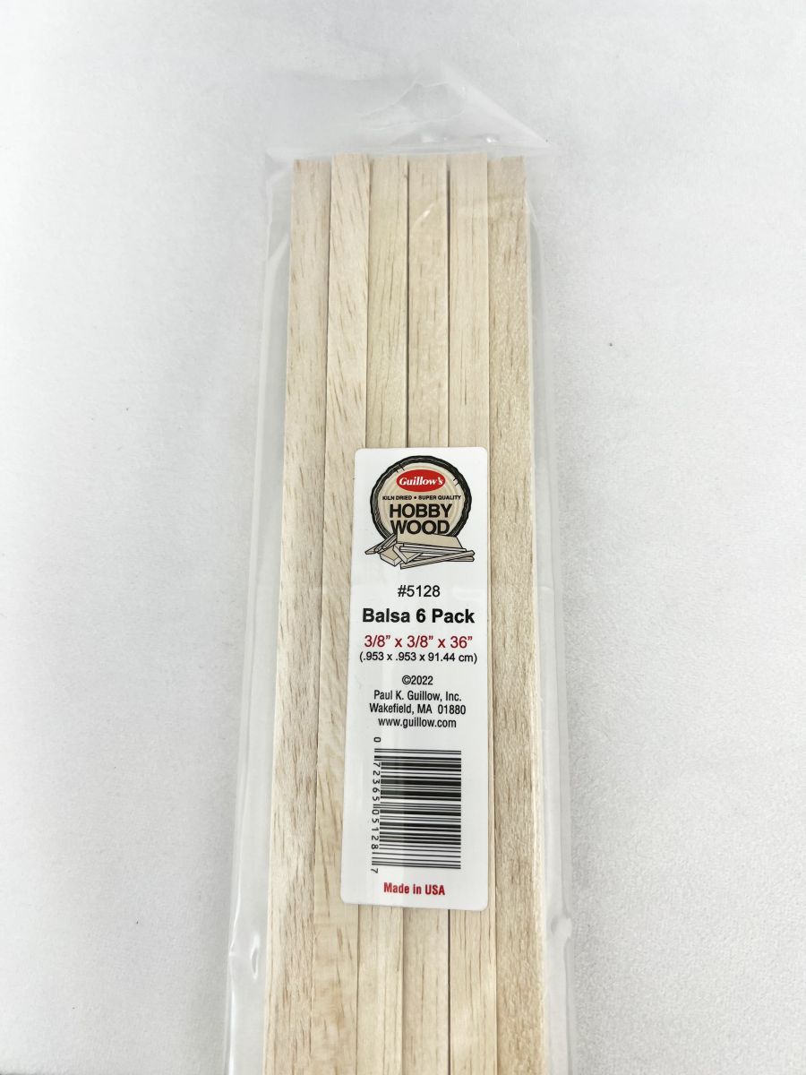 Guillows Model Company 5128 Balsa 3/8  x 3/8 x 36  6 per bag