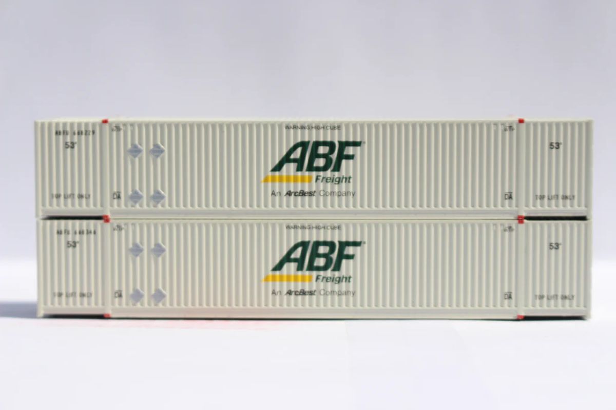 JTC Model Trains 537028 N ABF FREIGHT 53 HIGH CUBE 8-55-8 Set #1 corrugated contain