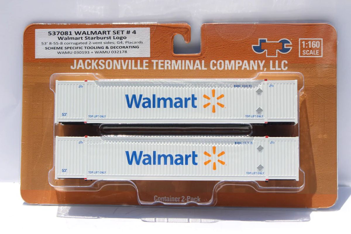 JTC Model Trains 537081 N Walmart Star Burst Loco #4 53 High Cube Container