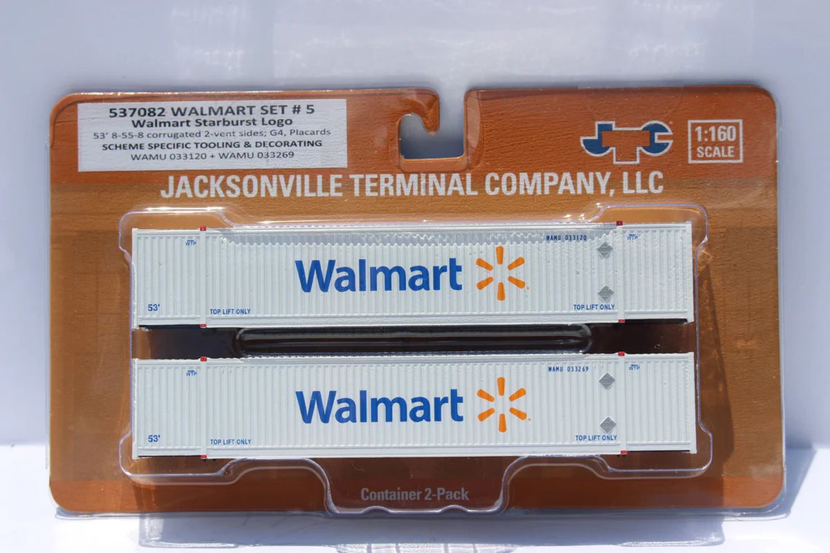 JTC Model Trains 537082 N Walmart Star Burst Loco #5 53 High Cube Container