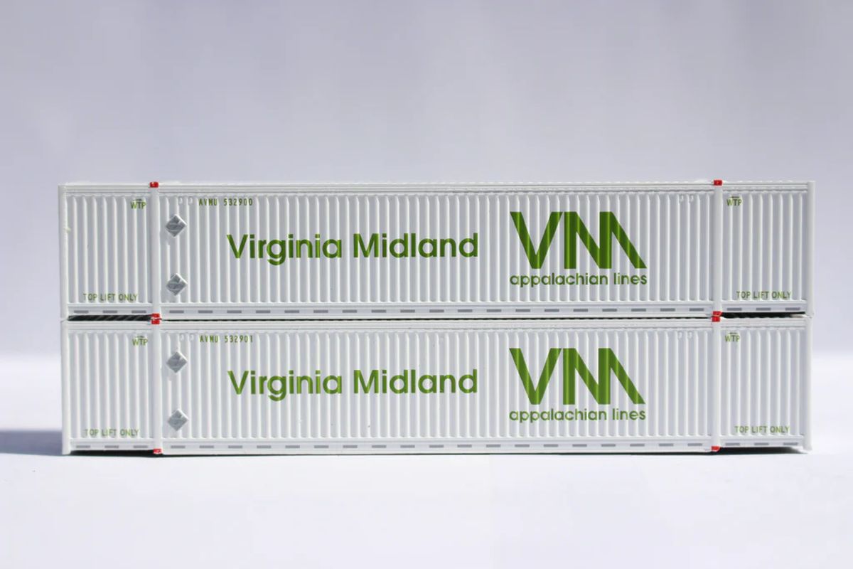 JTC Model Trains 537129 N VS Virginia Midland 53 HIGH CUBE 8-55-8 corrugated contai