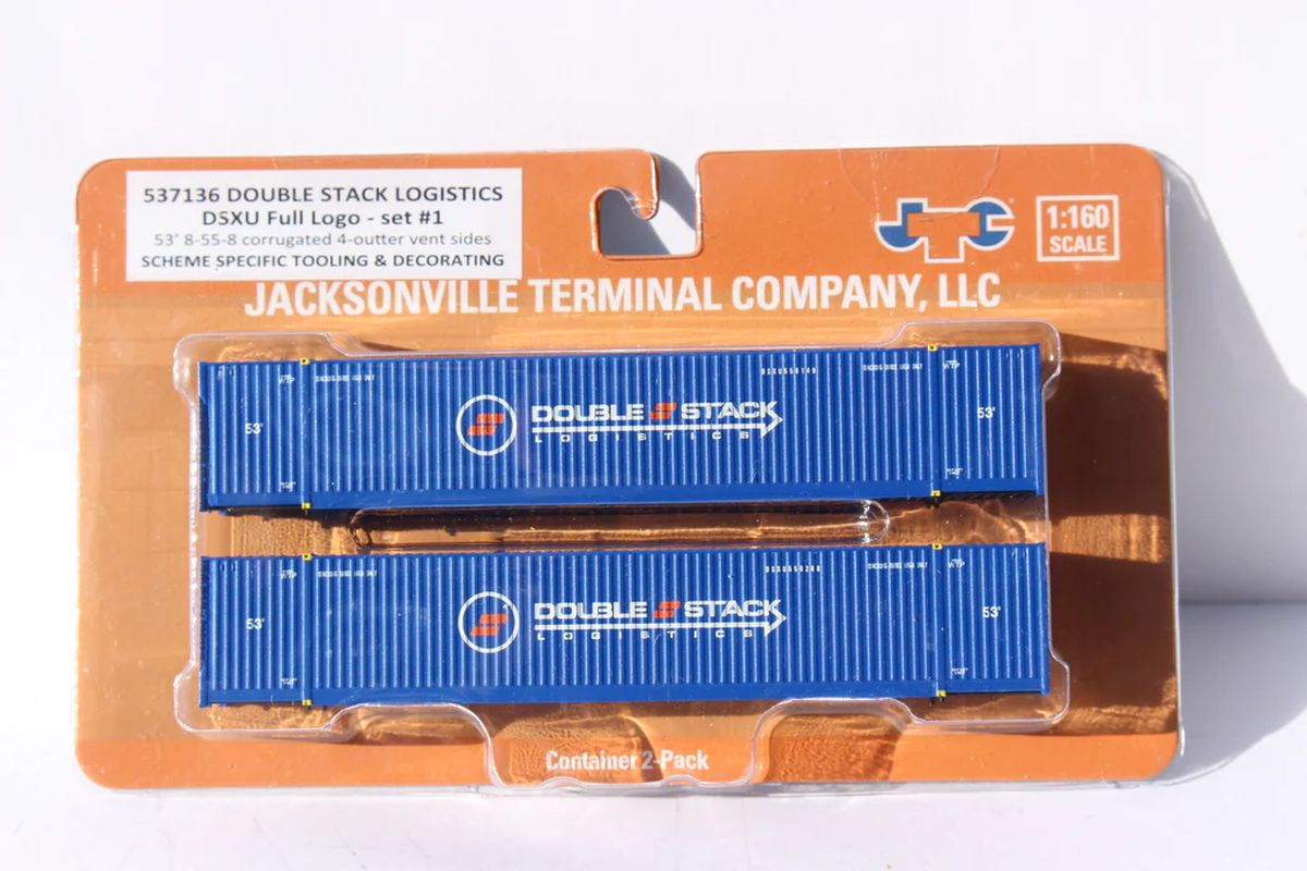 JTC Model Trains 537136 Double Stack Logistics 53 HIGH CUBE 8-55-8 corrugated