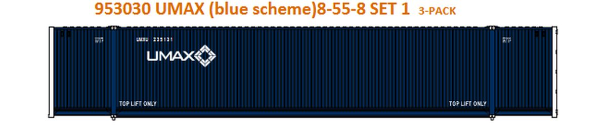 JTC Model Trains 953030 Umax Blue Scheme 8-55-8 Set 1 3-Pack