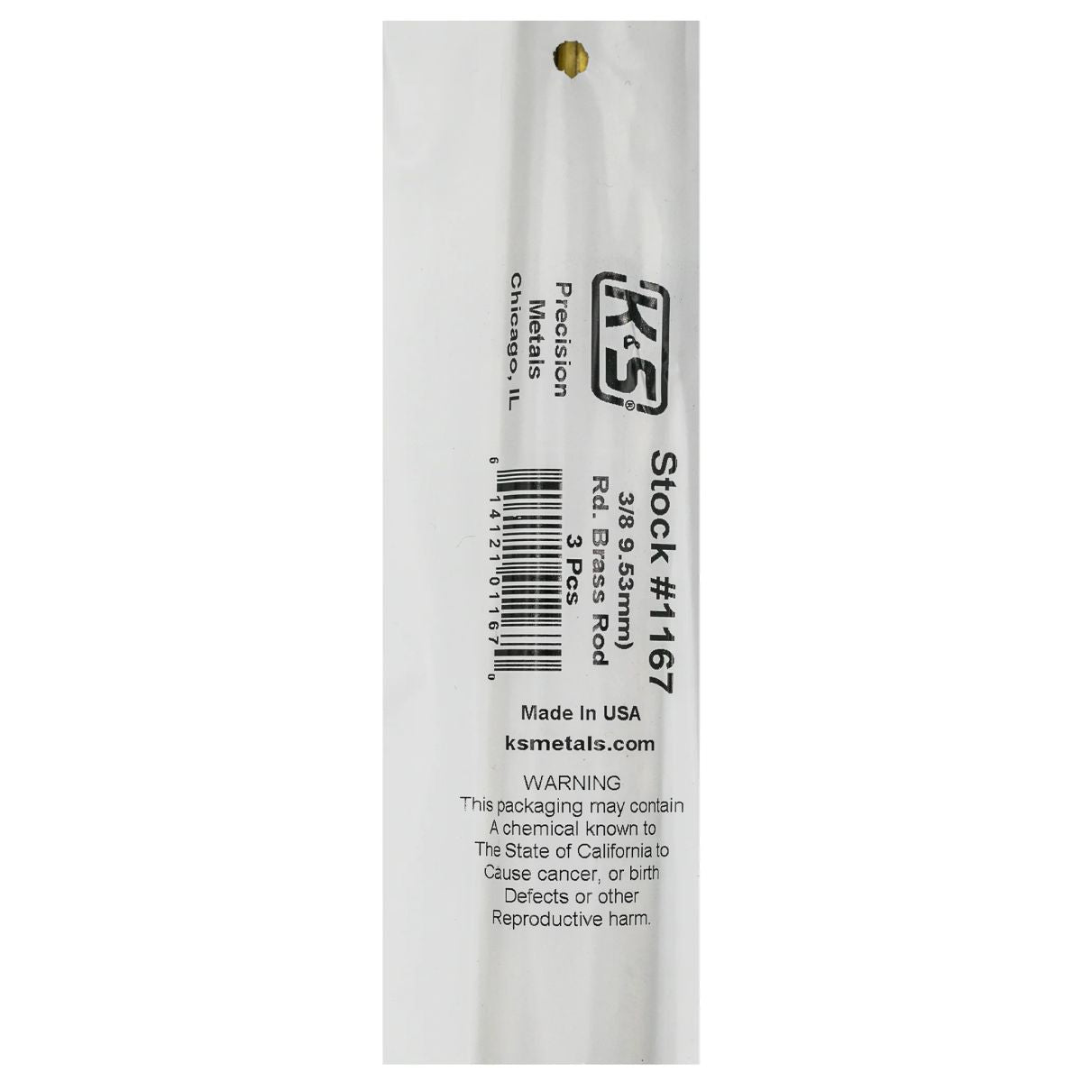 K&S Metal Products 1167 3/8 Round Brass Rod 3cd