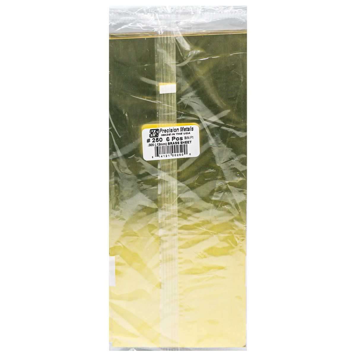 K&S Metal Products 250 Brass Metal Sheet .005 x 4 x 10 6pk