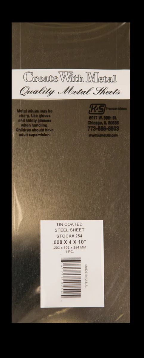 K&S Metal Products 254 Tin Metal Sheet .008 x 4 x 10 6pk