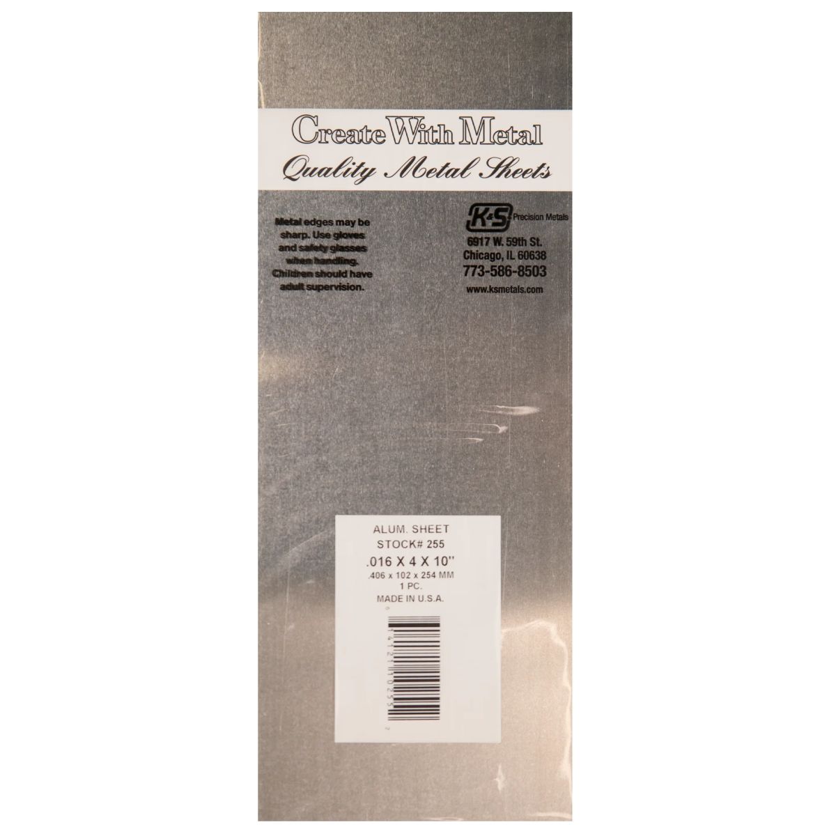 K&S Metal Products 255 Aluminum Metal Sheet .016 x 4 x 10 6pk