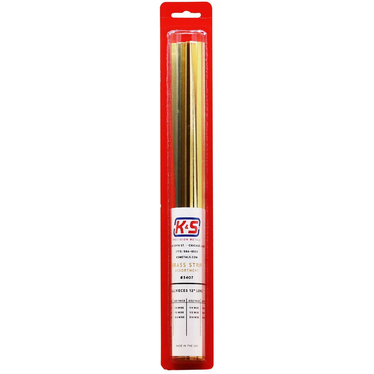 K&S Metal Products 3407 Brass Strip Asst