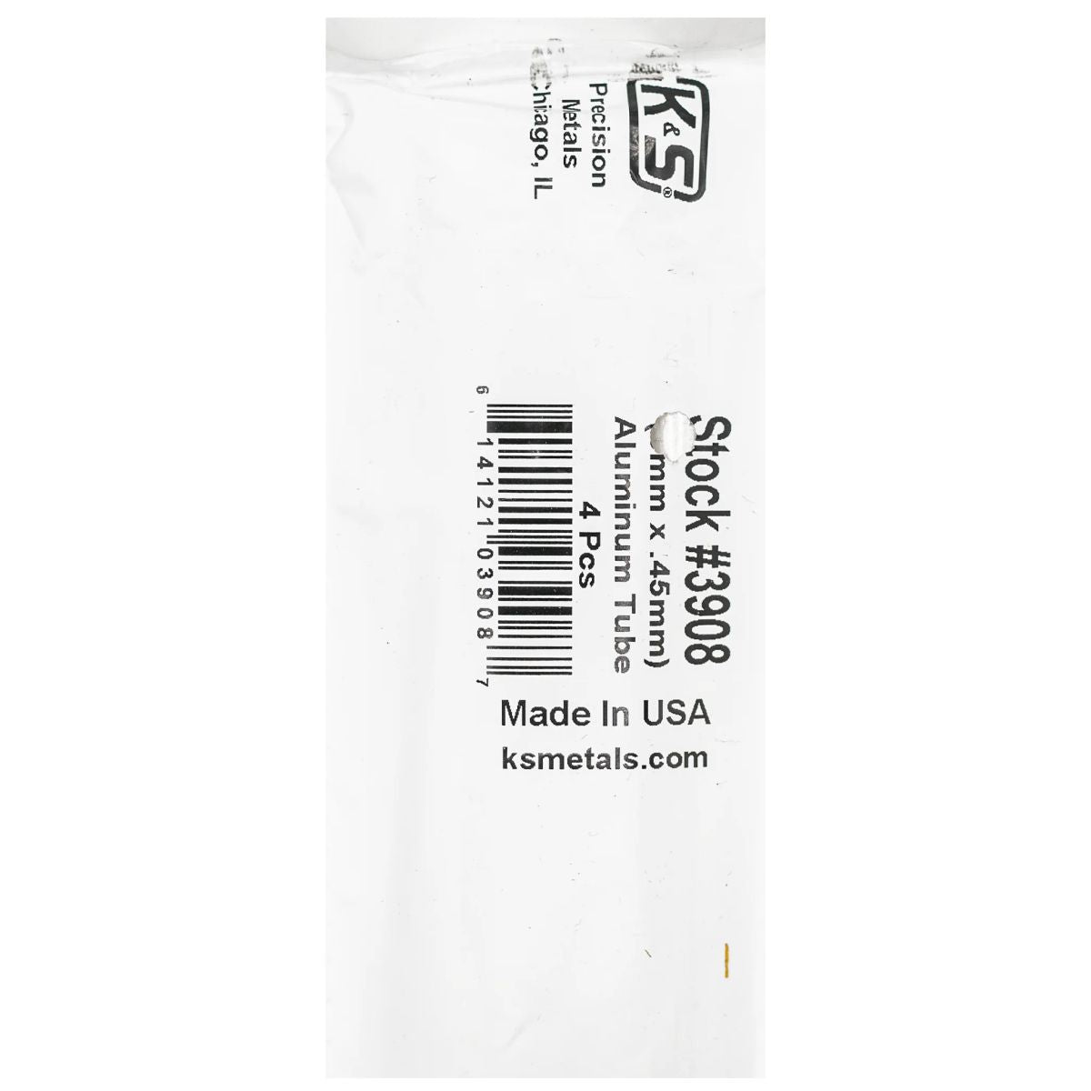 K&S Metal Products 3908 9MM OD X .45MM Wall 4cd