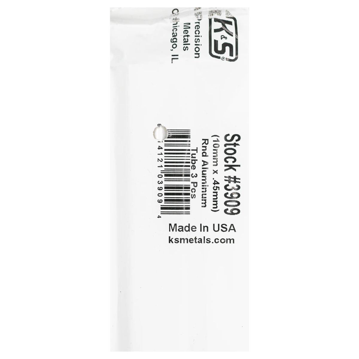 K&S Metal Products 3909 10MM OD X .45MM Wall 3cd