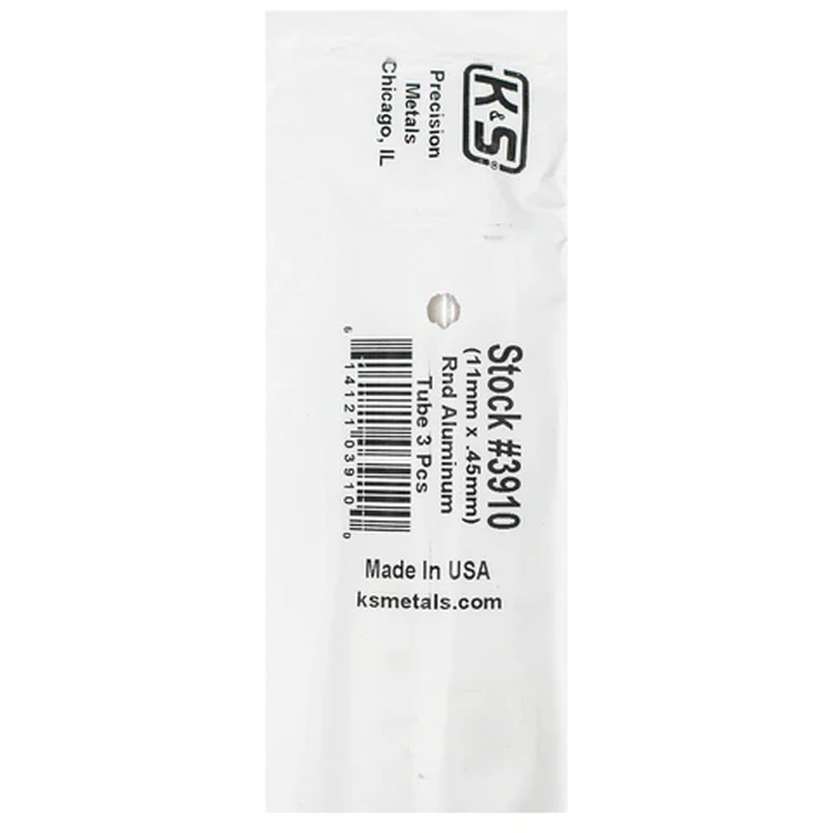 K&S Metal Products 3910 11MM OD X .45MM Wall 3cd