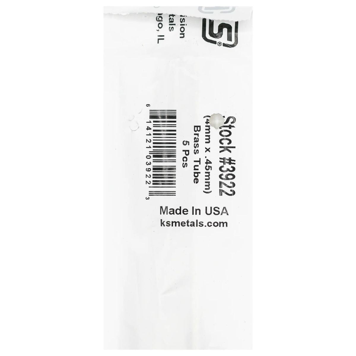K&S Metal Products 3922 4MM OD X .45MM Wall 5cd