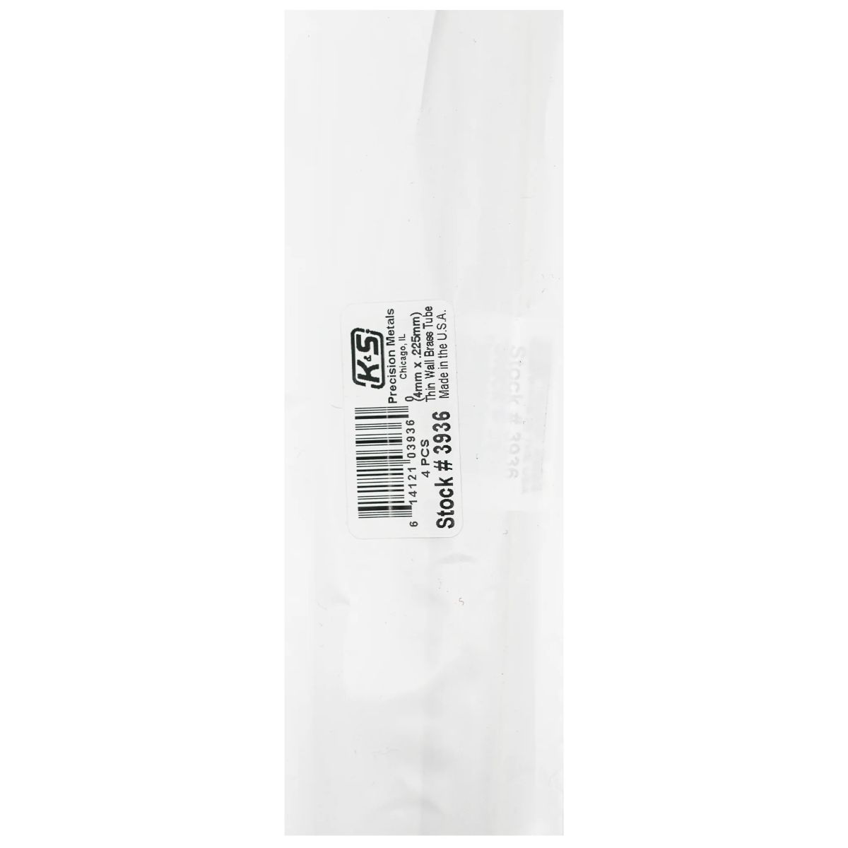 K&S Metal Products 3936 4MM OD X .225MM Wall 4cd
