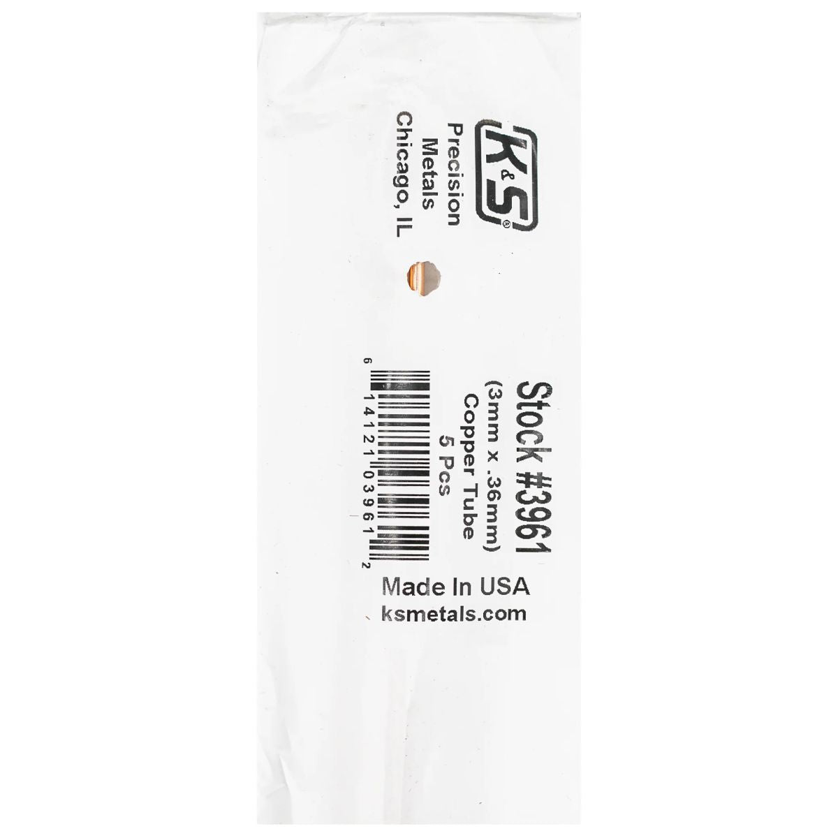 K&S Metal Products 3961 3MM OD X .36MM Wall 5cd