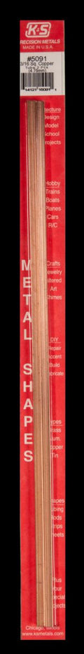 K&S Metal Products 5091 3/16  Sq. Copper Tube (2 pcs)