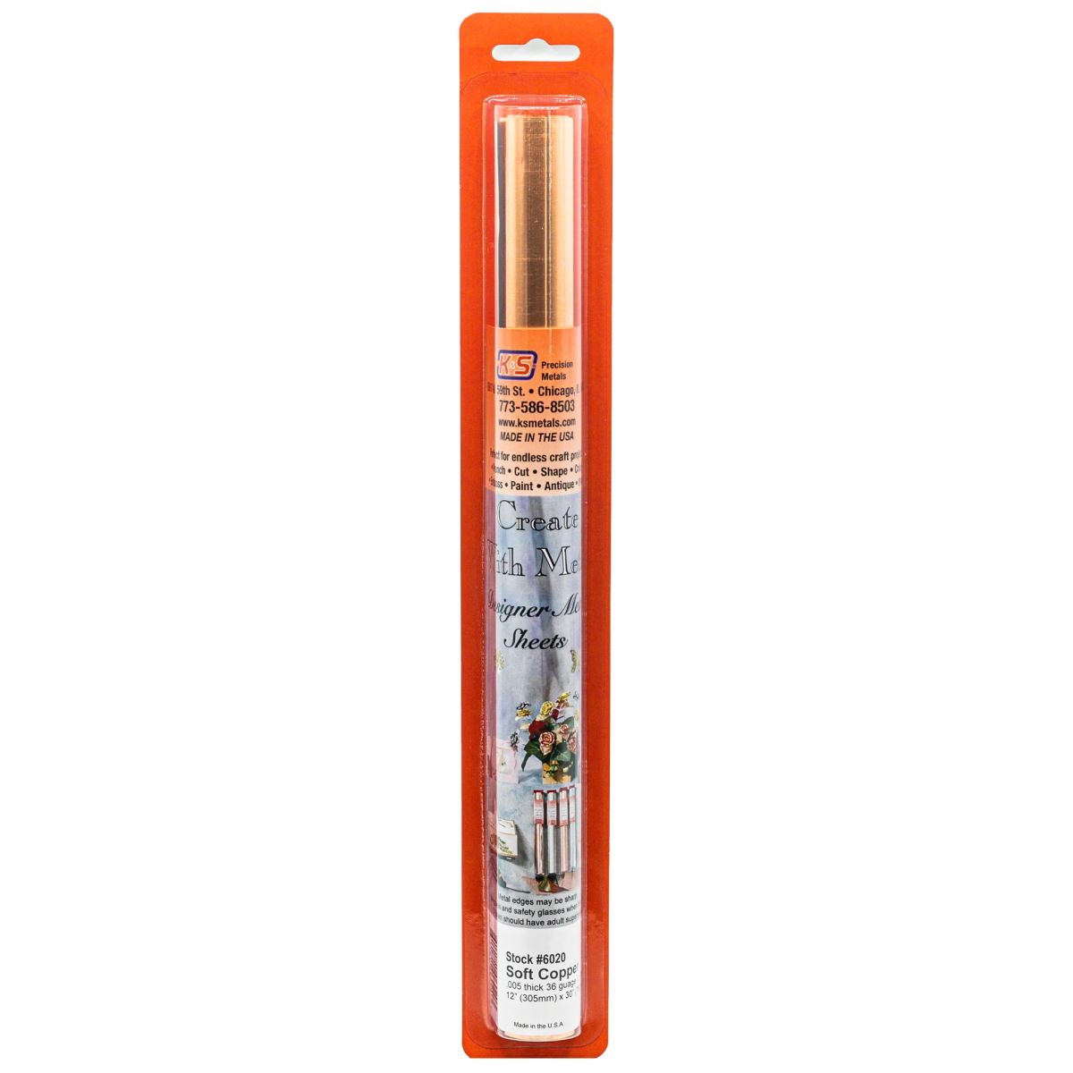K&S Metal Products 6020 Copper Sheet .005 x 12 x 30 1pk