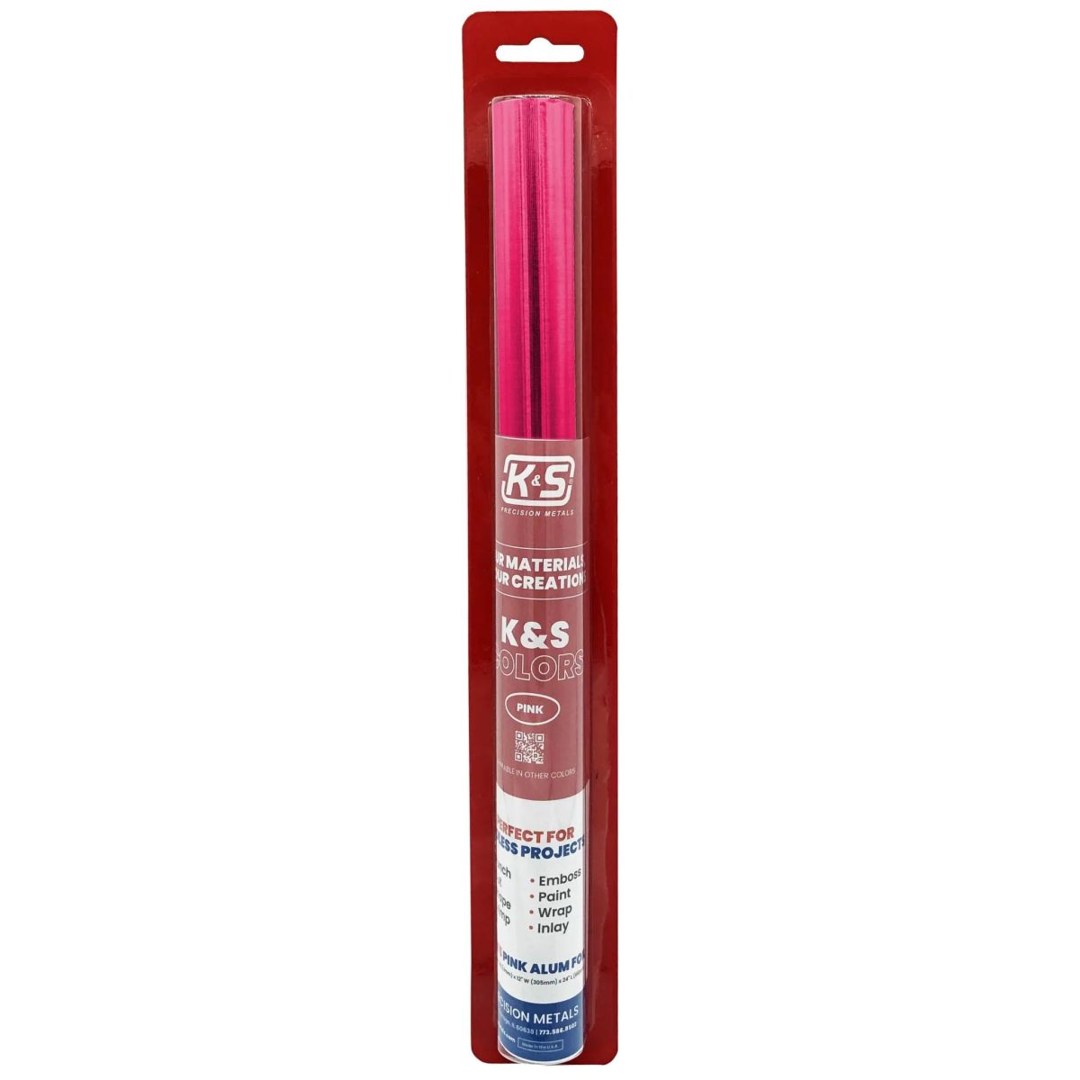 K&S Metal Products 6045 Pink Aluminum Crafting Foil .004 Thk (36 Ga) x 12 W x 24 L 1