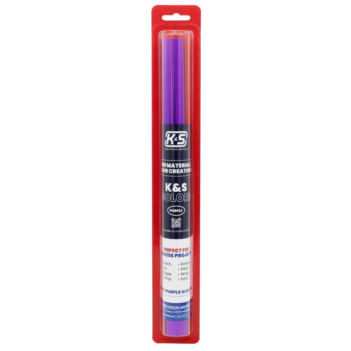 K&S Metal Products 6050 Purple Aluminum Crafting Foil .004 Thk (36 Ga) x 12 W x 24 L