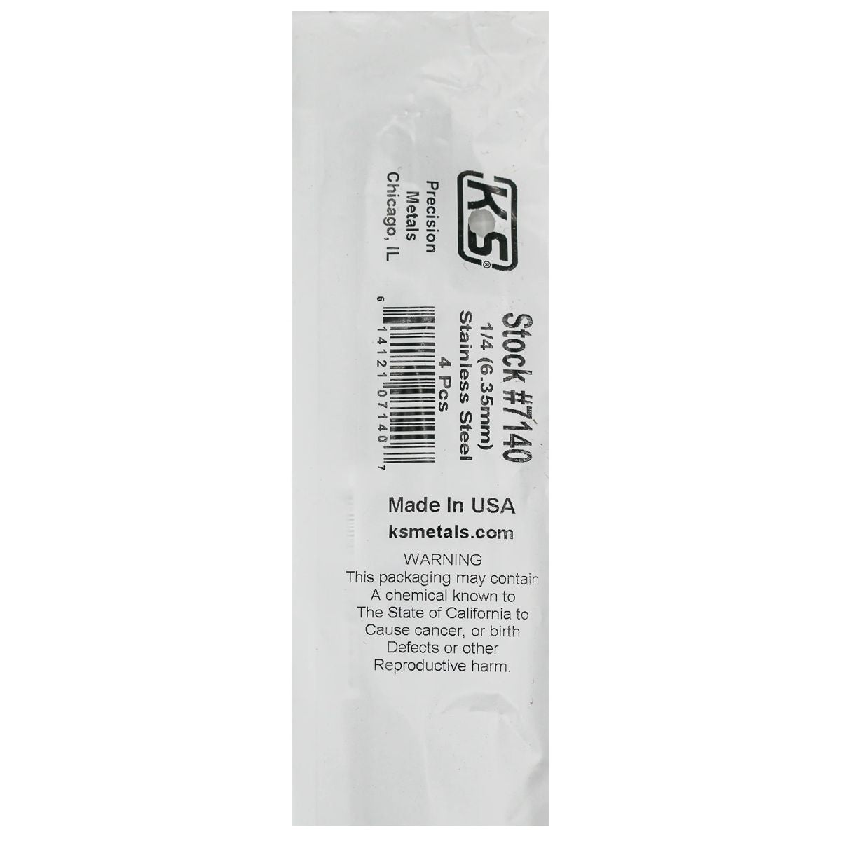 K&S Metal Products 7140 1/4 Round Stainless Rod 4cd