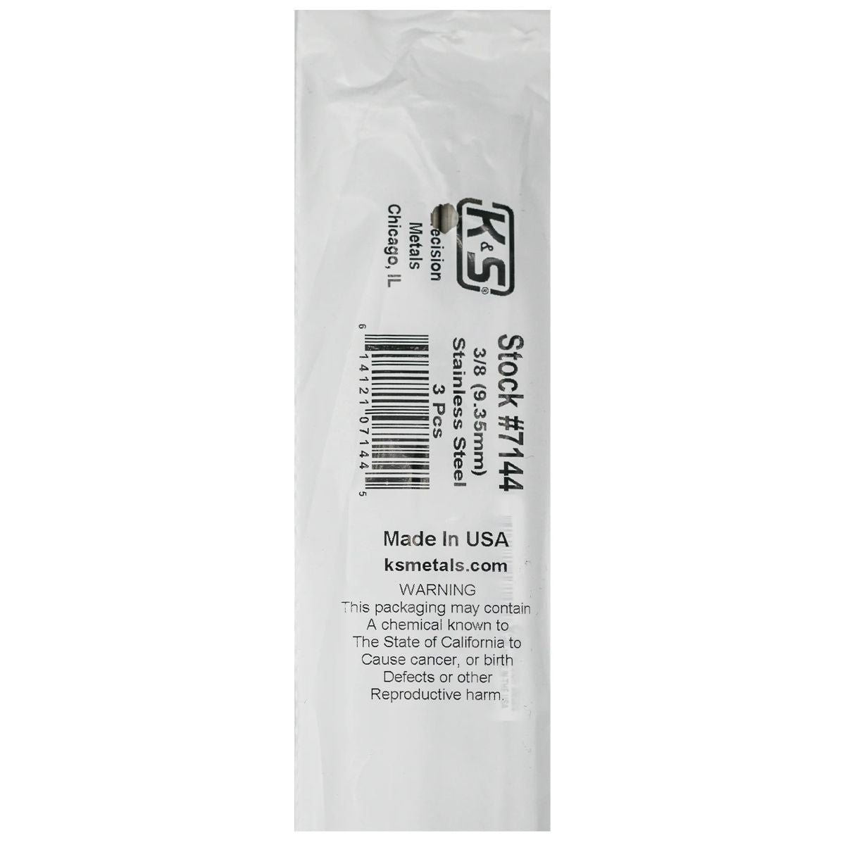 K&S Metal Products 7144 3/8 Round Stainless Rod 3cd