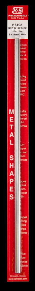 K&S Metal Products 8102 Round Aluminum Tube 1/8 x .014 x 12 3cd