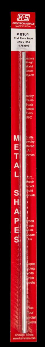 K&S Metal Products 8104 Round Aluminum Tube 3/16 x .014 x 12 1cd