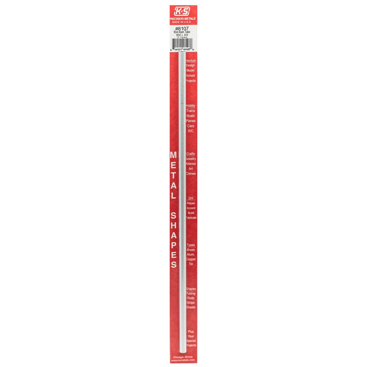 K&S Metal Products 8107 Round Aluminum Tube 9/32 x .014 x 12 1cd