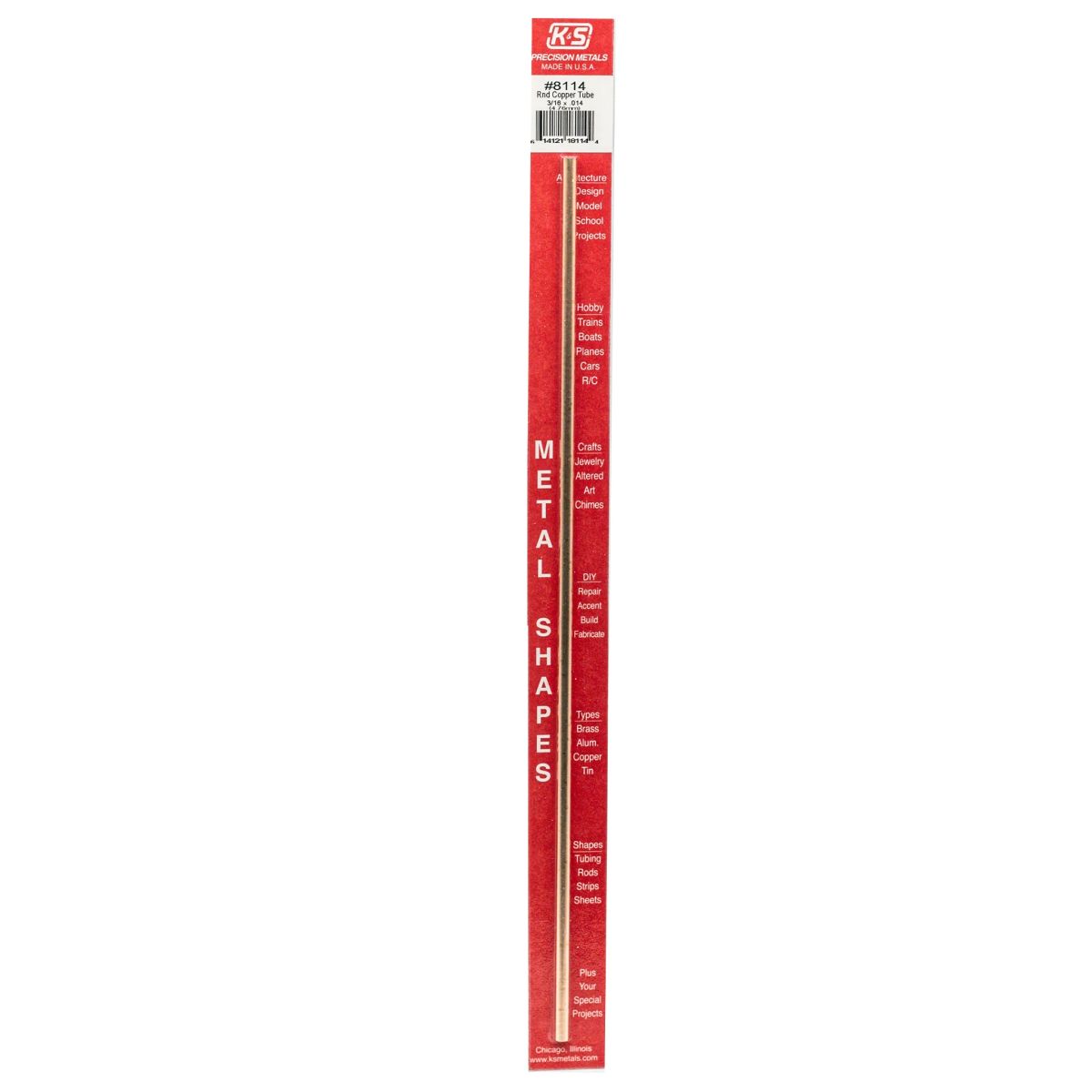 K&S Metal Products 8114 3/16 OD Copper Tube 1cd