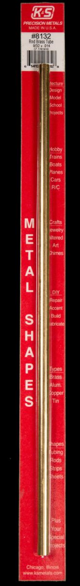 K&S Metal Products 8132 Round Brass Tube 9/32 x .014 x 12 1cd
