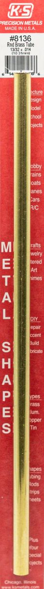 K&S Metal Products 8136 Round Brass Tube 13/32 x .014 x 12 1cd
