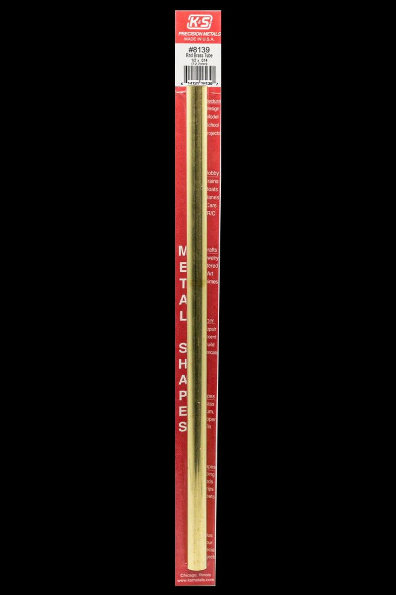 K&S Metal Products 8139 Round Brass Tube 1/2 x .014 x 12 1cd