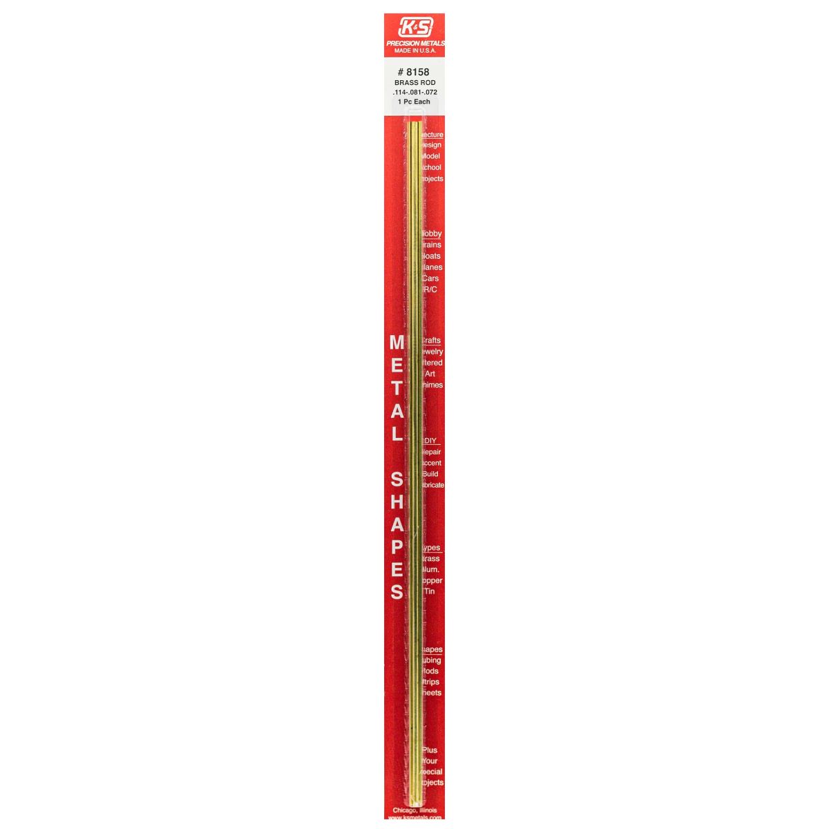 K&S Metal Products 8158 .114 .081 .072 Solid Brass Rod 1cd
