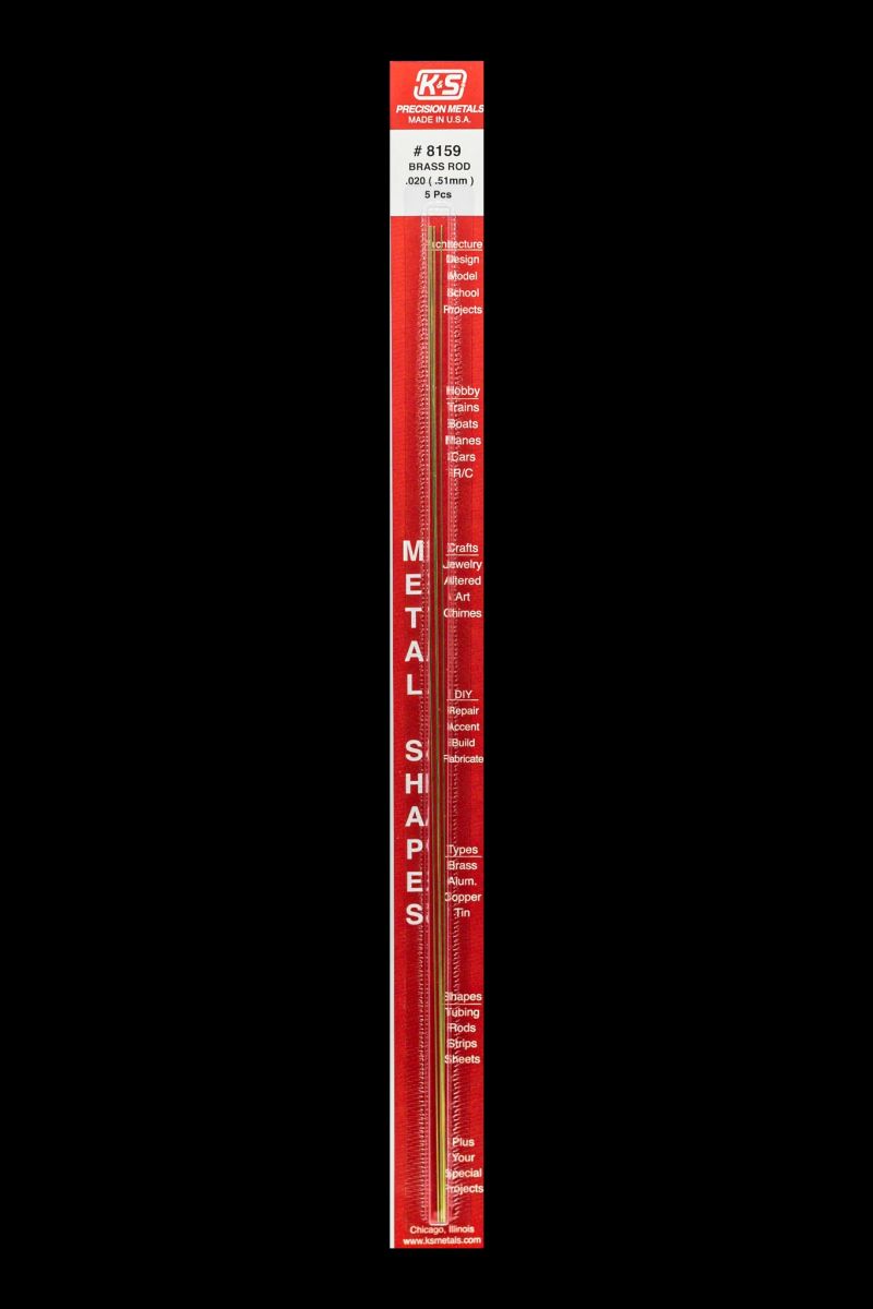 K&S Metal Products 8159 Round Brass Rod .020 x 12 5cd
