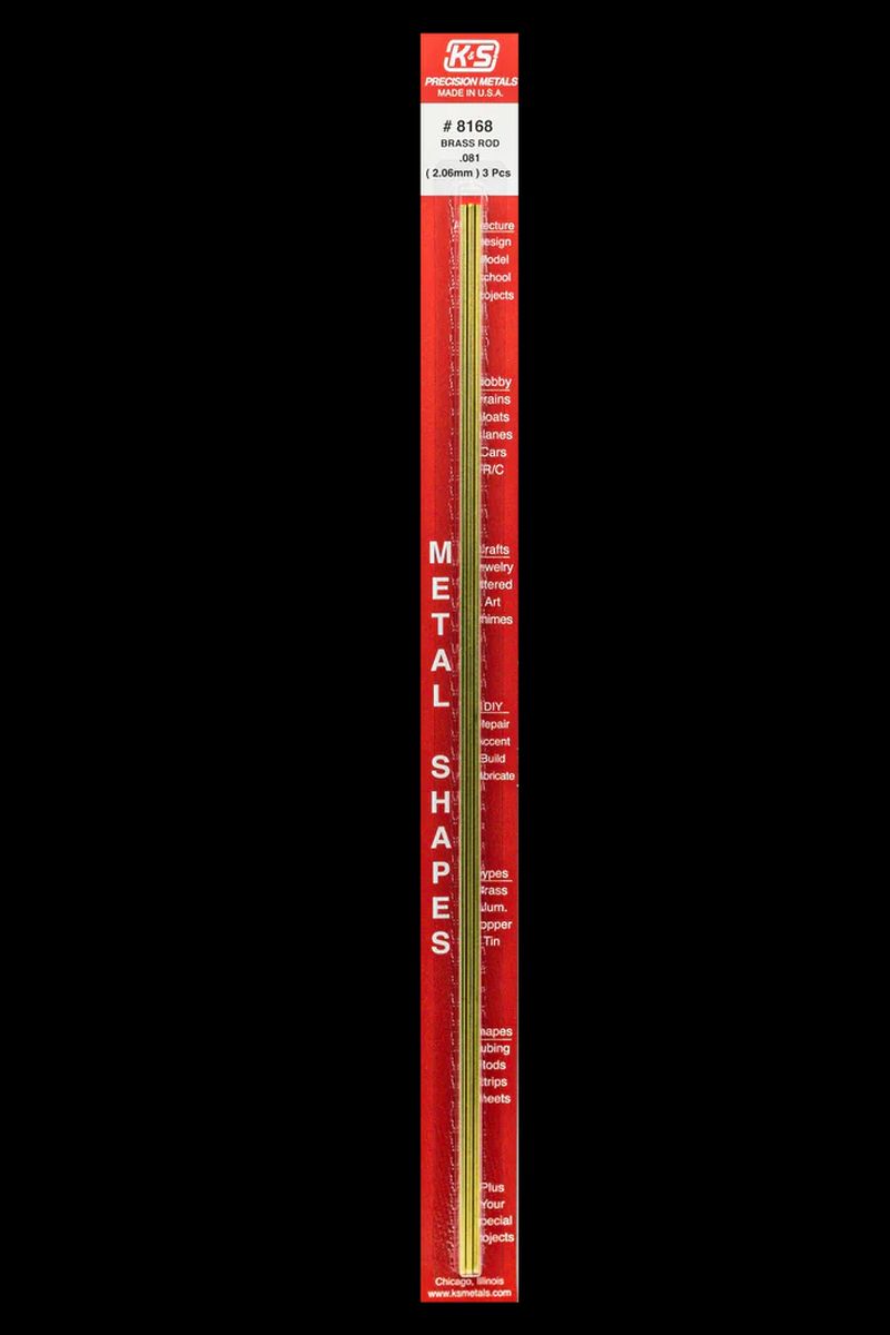 K&S Metal Products 8168 Round Brass Rod .081 x 12 3cd
