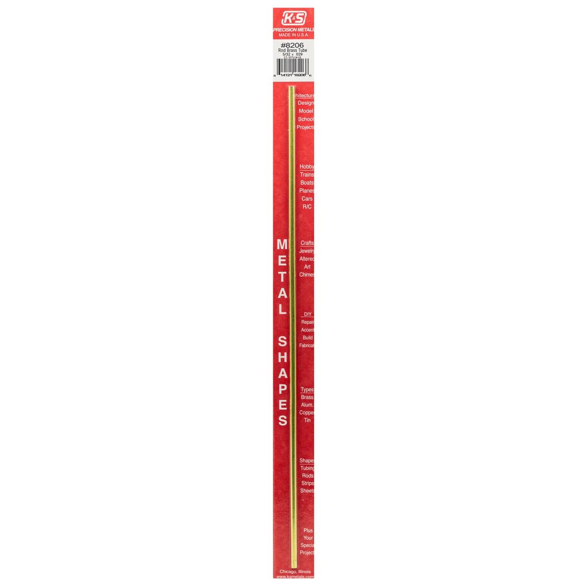 K&S Metal Products 8206 5/32 OD Round Brass Tube 1cd