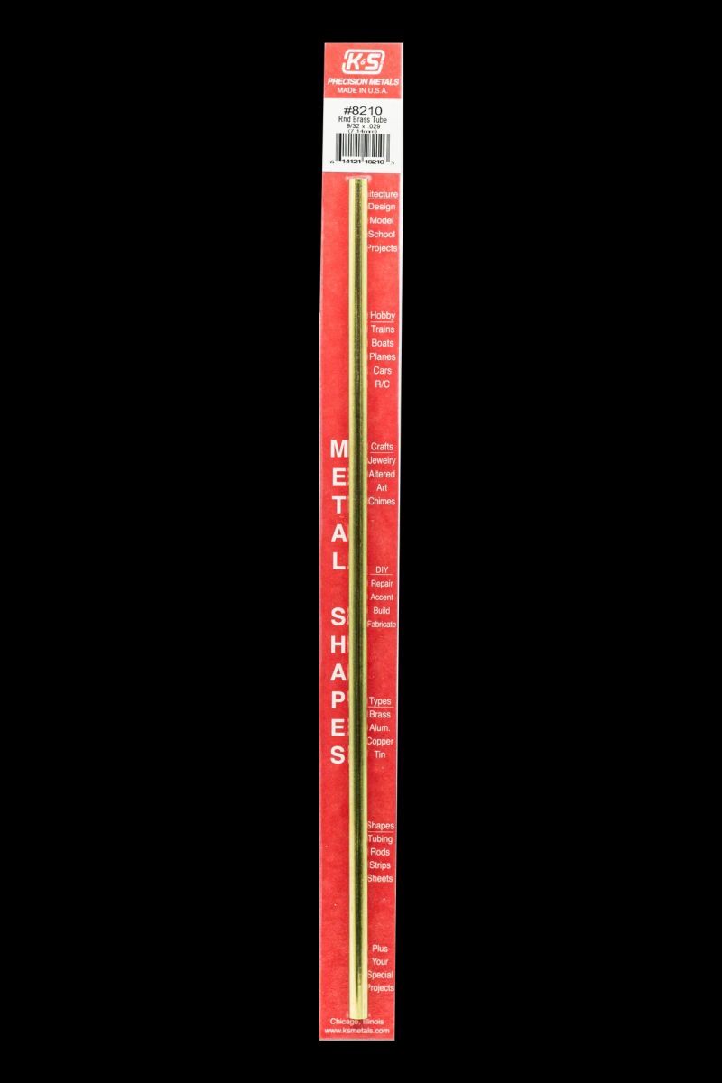 K&S Metal Products 8210 9/32 OD Round Brass Tube 1cd