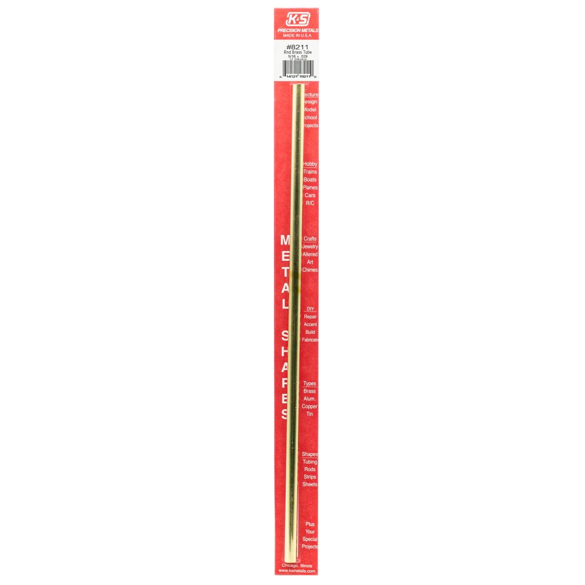 K&S Metal Products 8211 5/16 OD Round Brass Tube 1cd