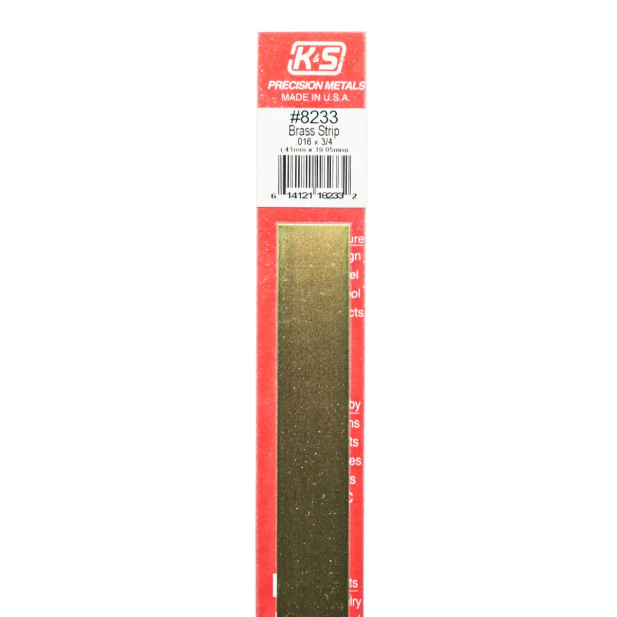 K&S Metal Products 8233 Brass Strip .016 x 3/4 x 12 1cd