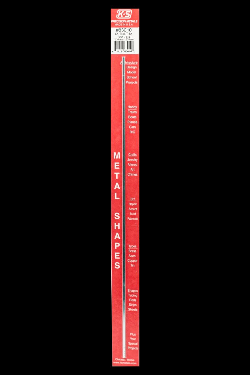 K&S Metal Products 83010 3/32 X .014 Sq. Alum. Tube