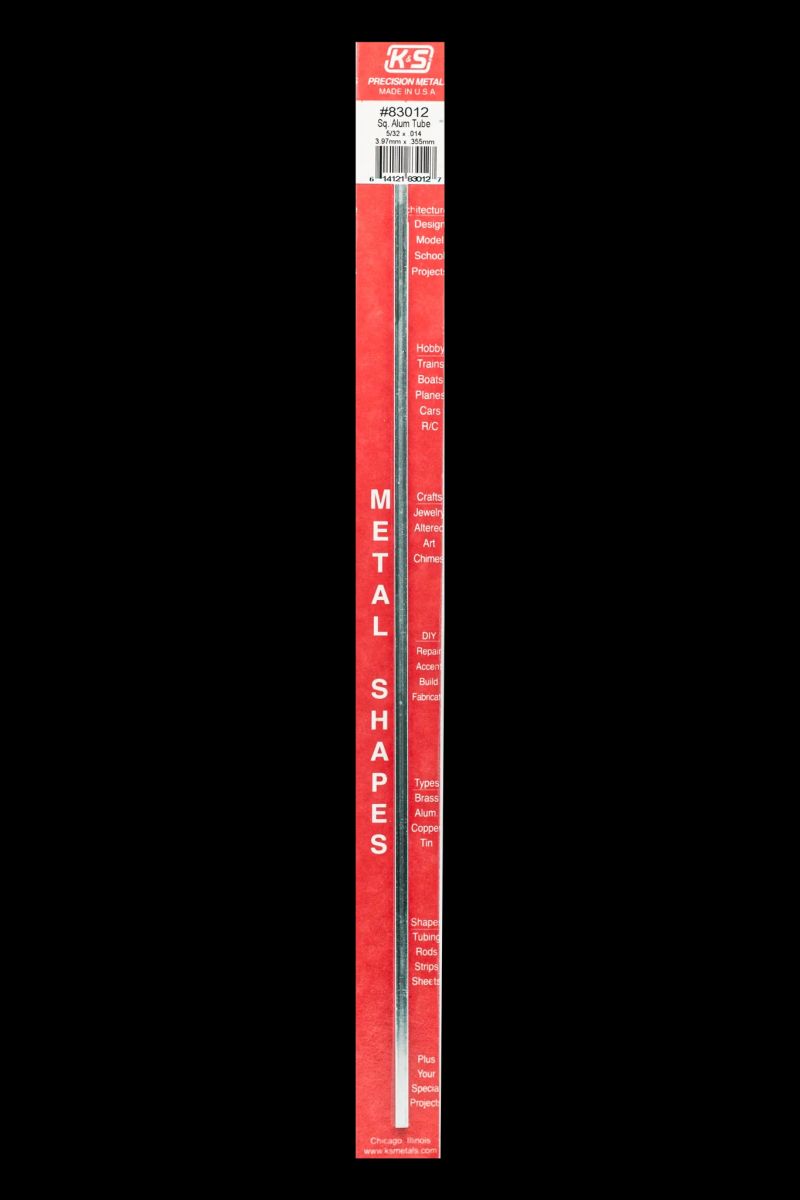 K&S Metal Products 83012 5/32 X .014 Sq. Alum. Tube