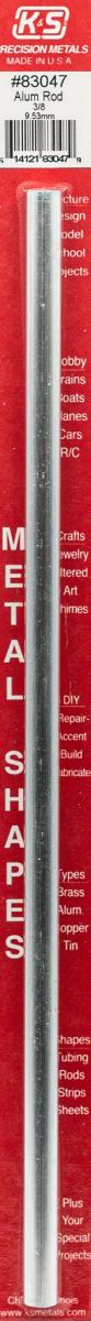 K&S Metal Products 83047 3/8 Alum. Rod