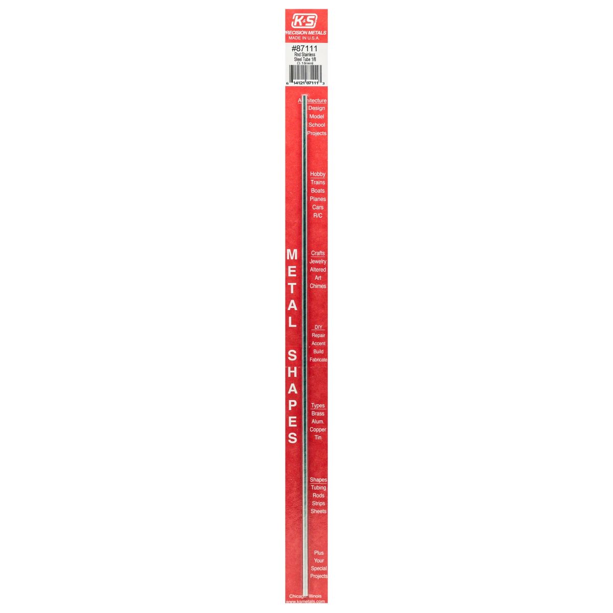 K&S Metal Products 87111 1/8 X 22 Gauge x 12 Round SS Tube 1cd