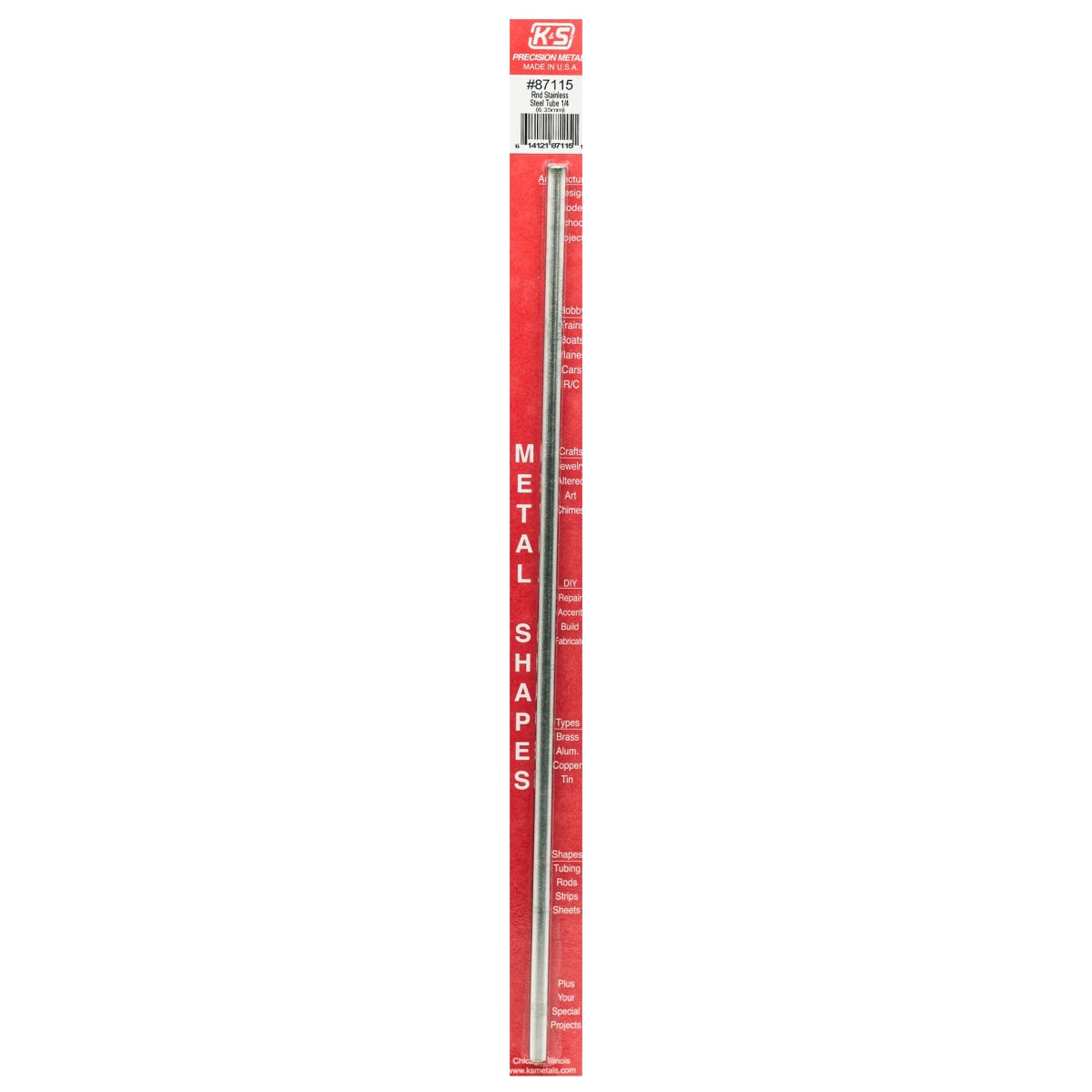 K&S Metal Products 87115 1/4 X 22 Gauge x 12 Round SS Tube 1cd