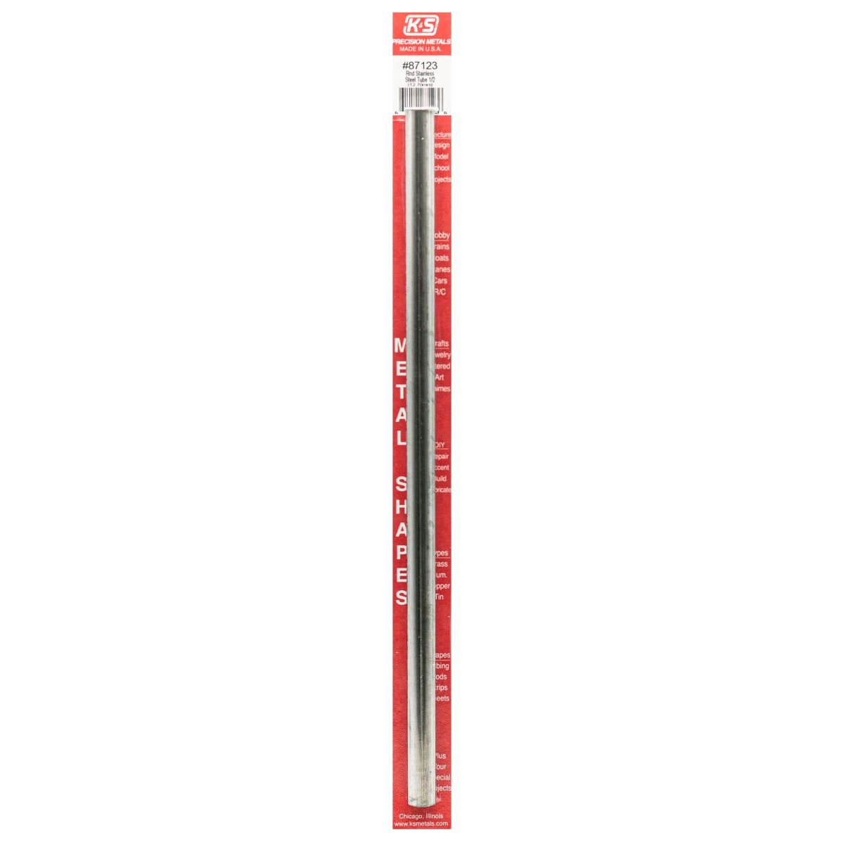 K&S Metal Products 87123 1/2 X 22 Gauge x 12 Round SS Tube 1cd