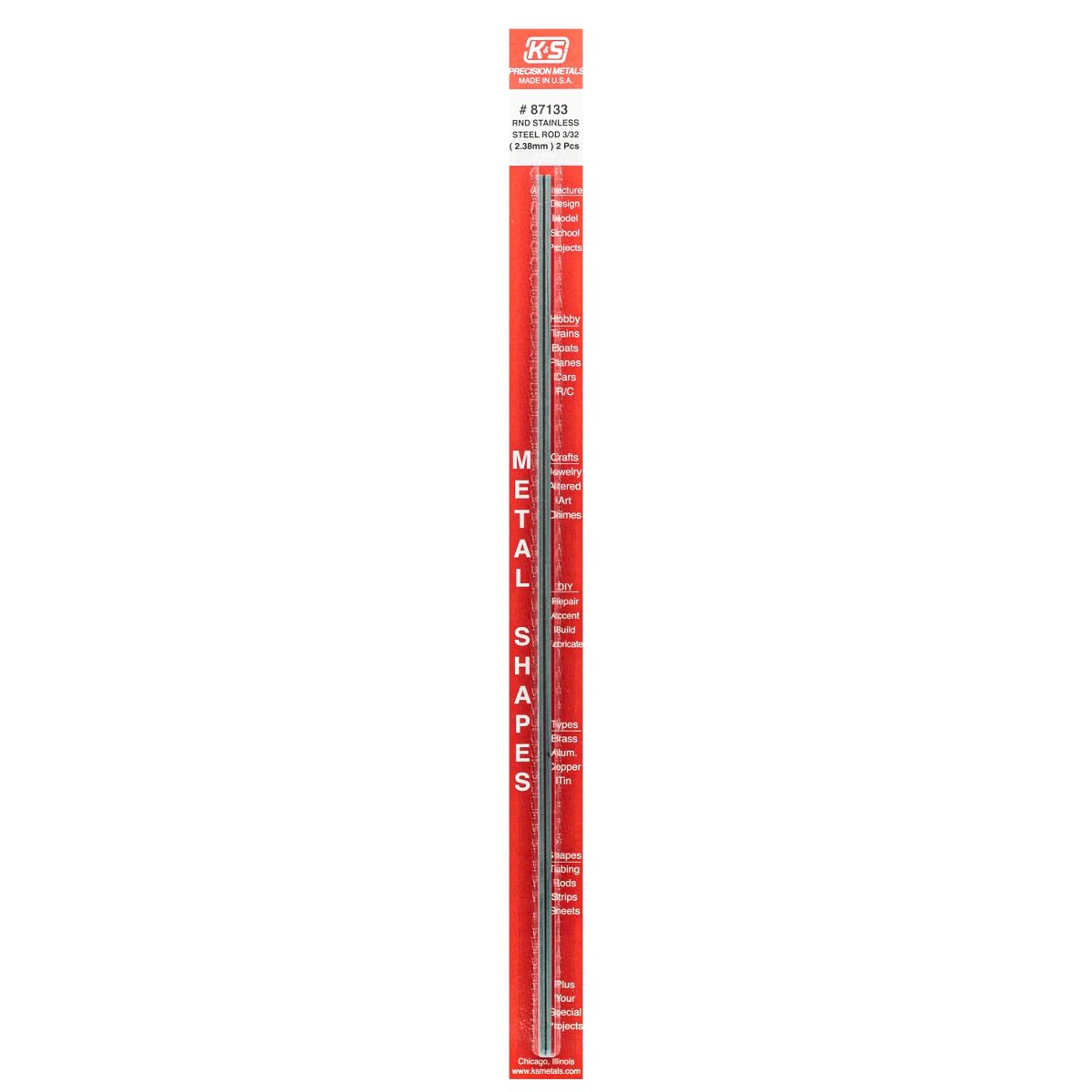 K&S Metal Products 87133 3/32 Round Stainless Rod 2cd