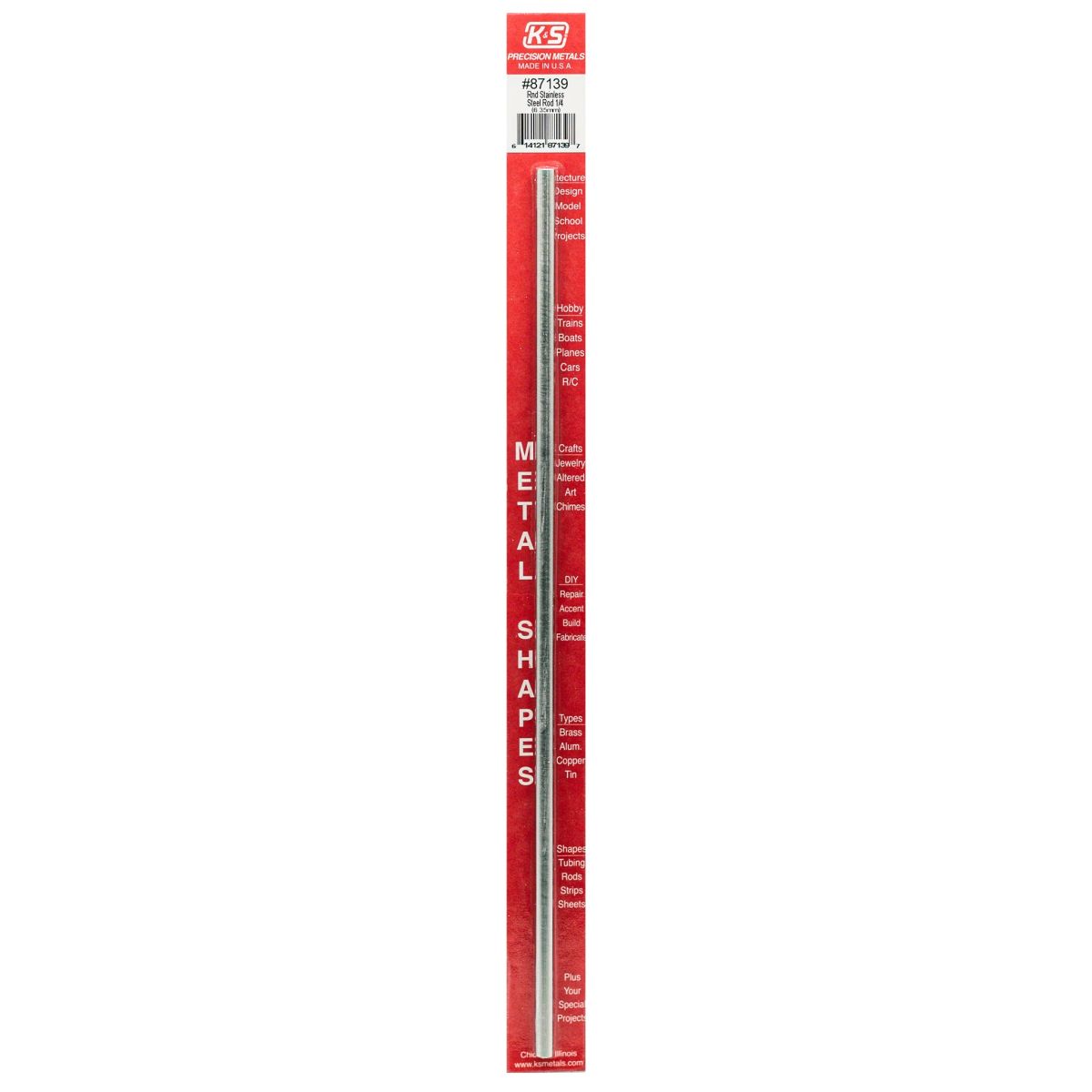 K&S Metal Products 87139 1/4 Round Stainless Steel Rod 1cd