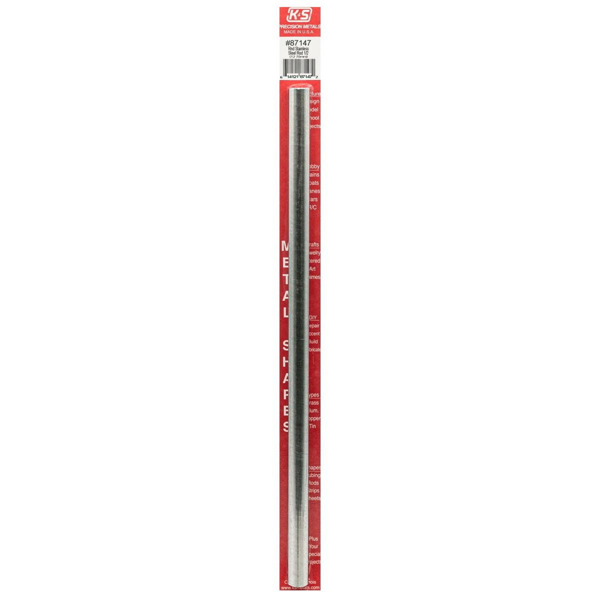 K&S Metal Products 87147 1/2 Round Stainless Steel Rod 1cd