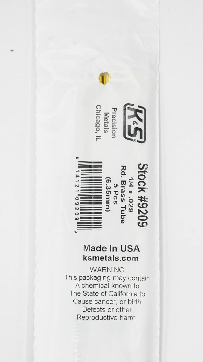 K&S Metal Products 9209 Round Brass Tube .1/4 x 029 x 36 5cd